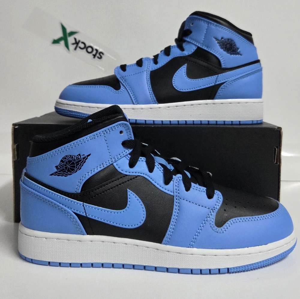 Nike Air Jordan 1 Mid (GS) Shoes Size 6Y Or 7.5 Women University Blue DQ8423-401